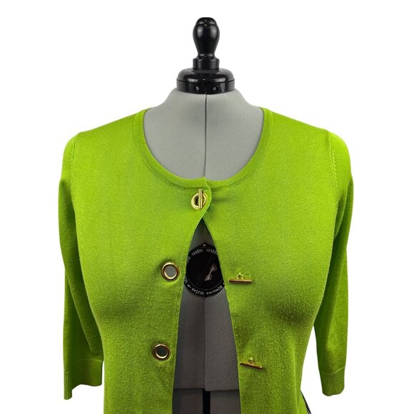 Women’s Premise Studio Size XL Lime Green Cardigan with Gold Closures - Picture 2 of 7